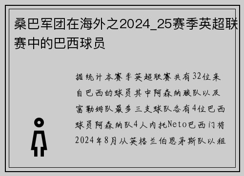 桑巴军团在海外之2024_25赛季英超联赛中的巴西球员